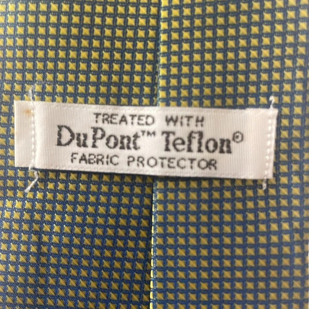 Y2K boys clip neck Tie geometric print yellow blue Dupont Teflon